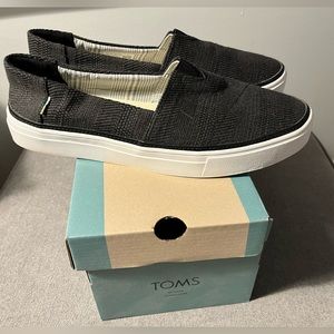Tom’s black slip ons, size 10, NWOT